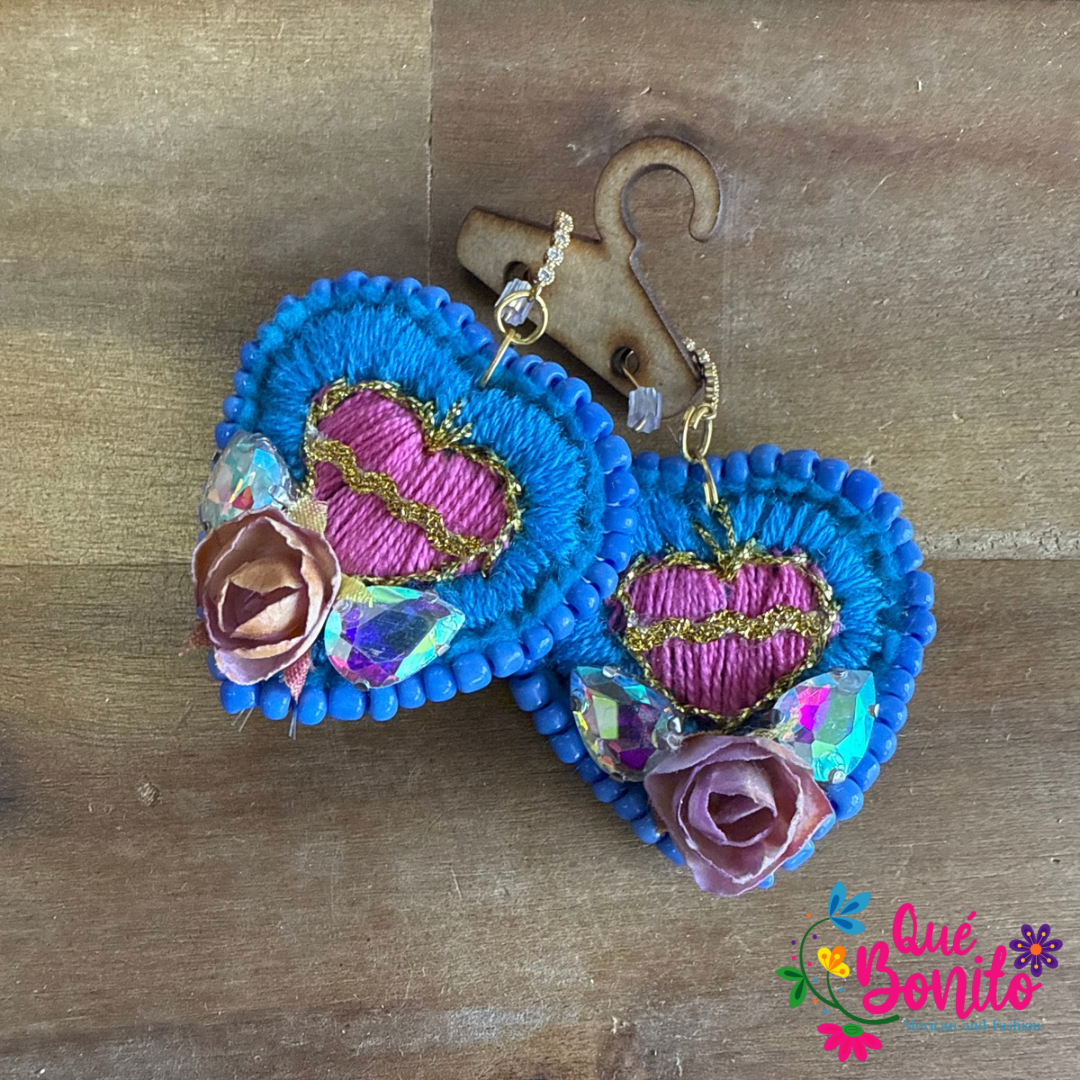 Beautiful Hand Made Earring Hand Embroidered with Stones