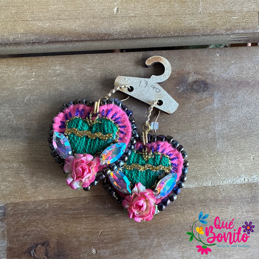 Beautiful Hand Made Earring Hand Embroidered with Stones