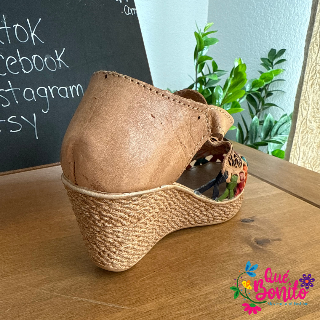 Butterfly Embroidered, Leather Wedge