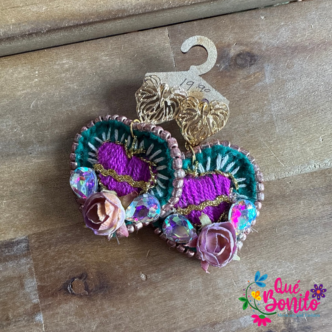 Beautiful Hand Made Earring Hand Embroidered with Stones