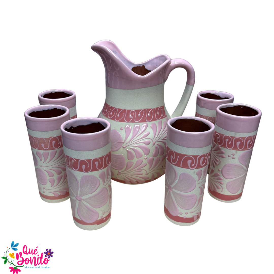 Pitcher with Six Cups Led Free Handcrafted Very Unique