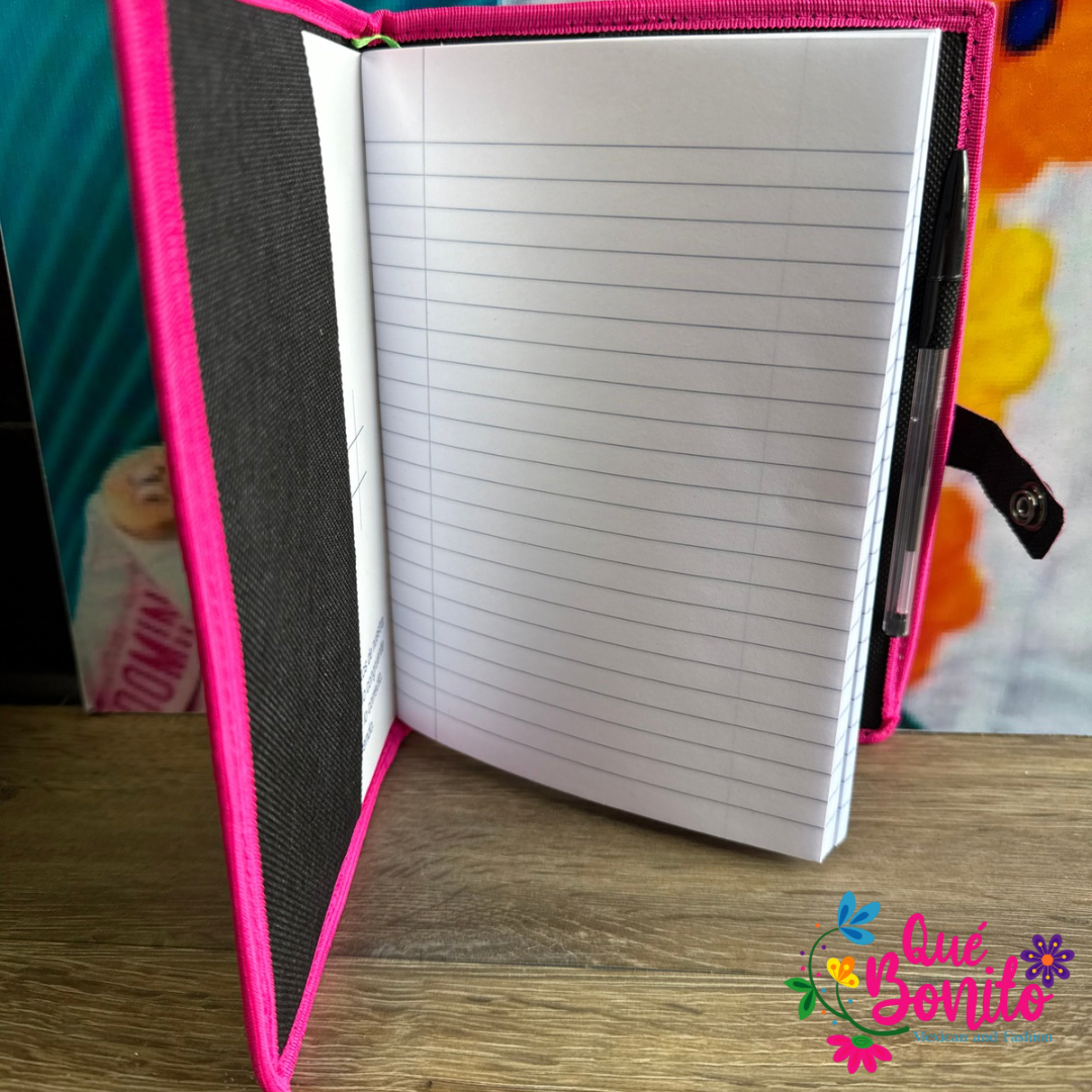 Embroidered Notebook Rehusable with Bookmark and Pen