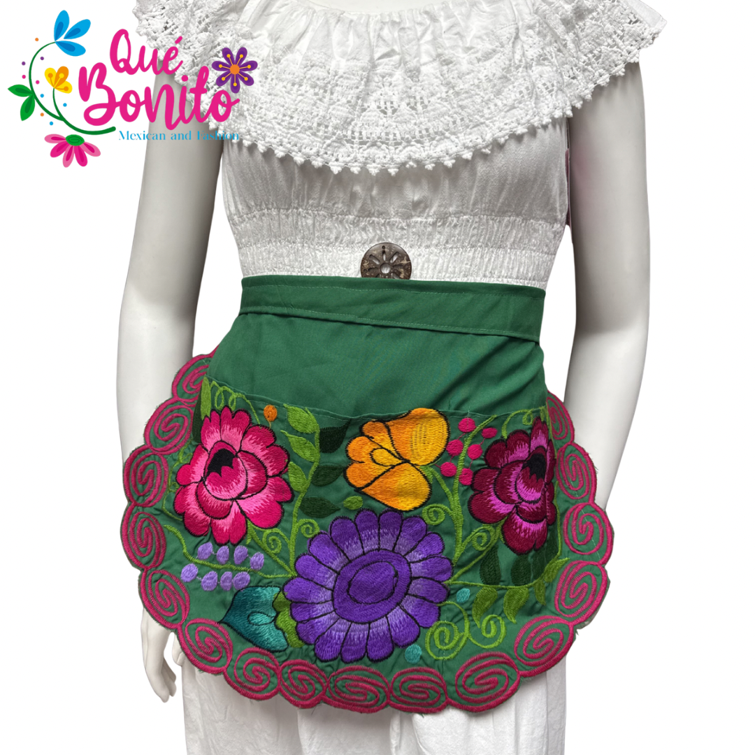 Floral Half Apron One Size with Adjustable Straps