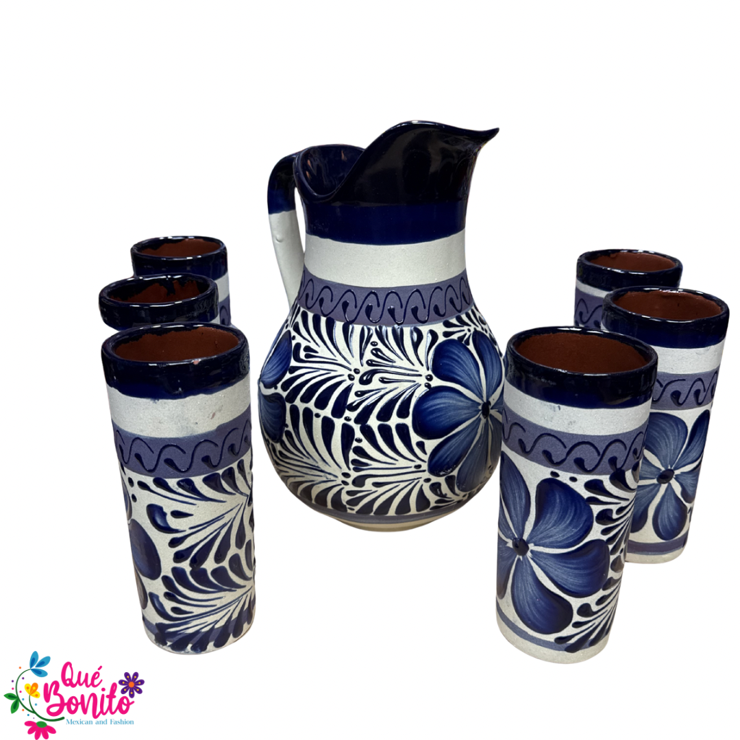 Pitcher with Six Cups Led Free Handcrafted Very Unique