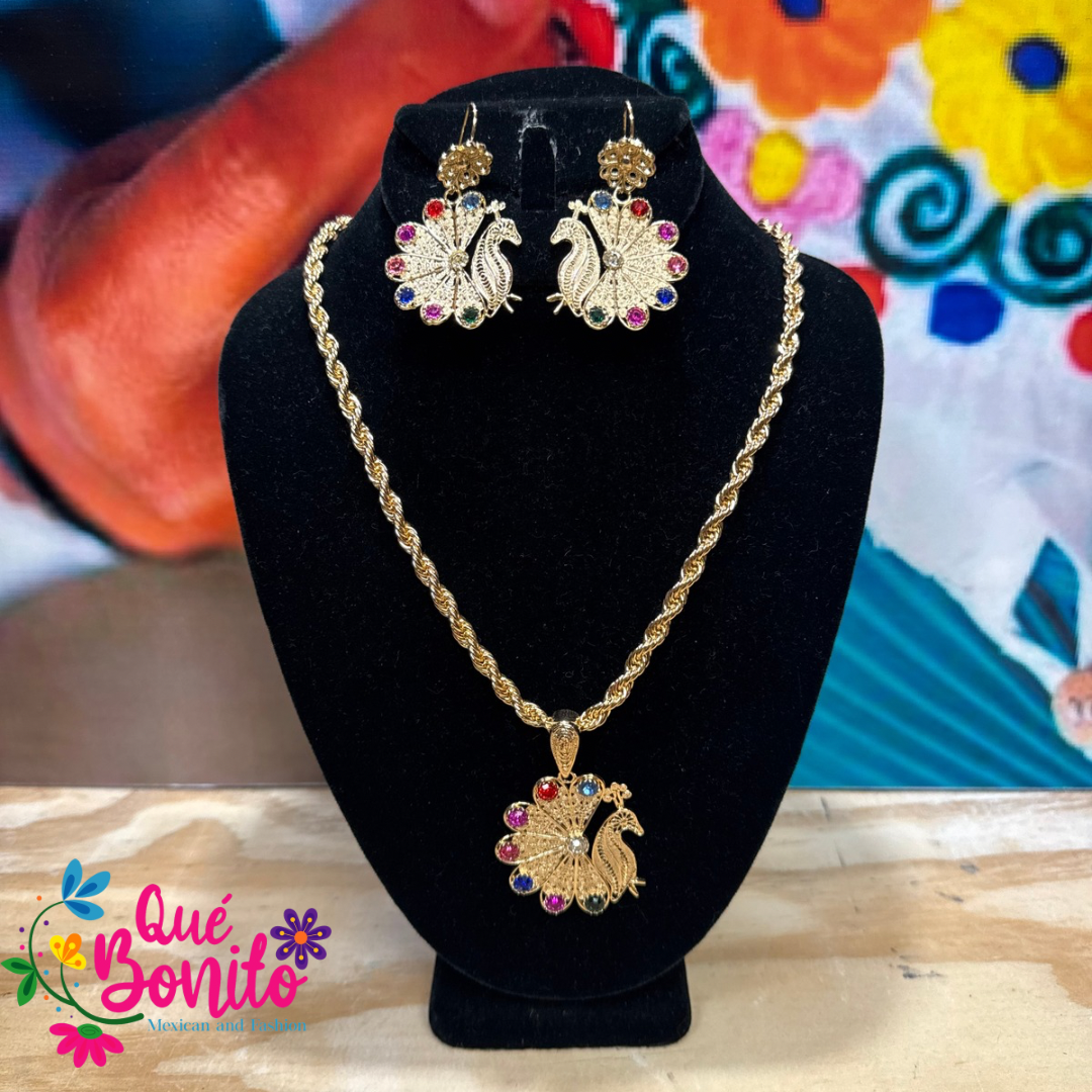 Necklace Filigrana Style with Earrings Gold Filled.