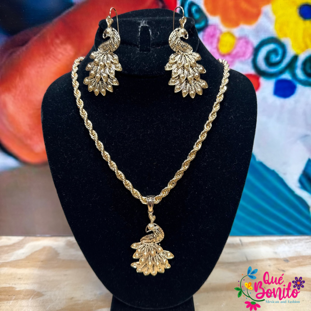 Necklace Filigrana Style with Earrings Gold Filled.