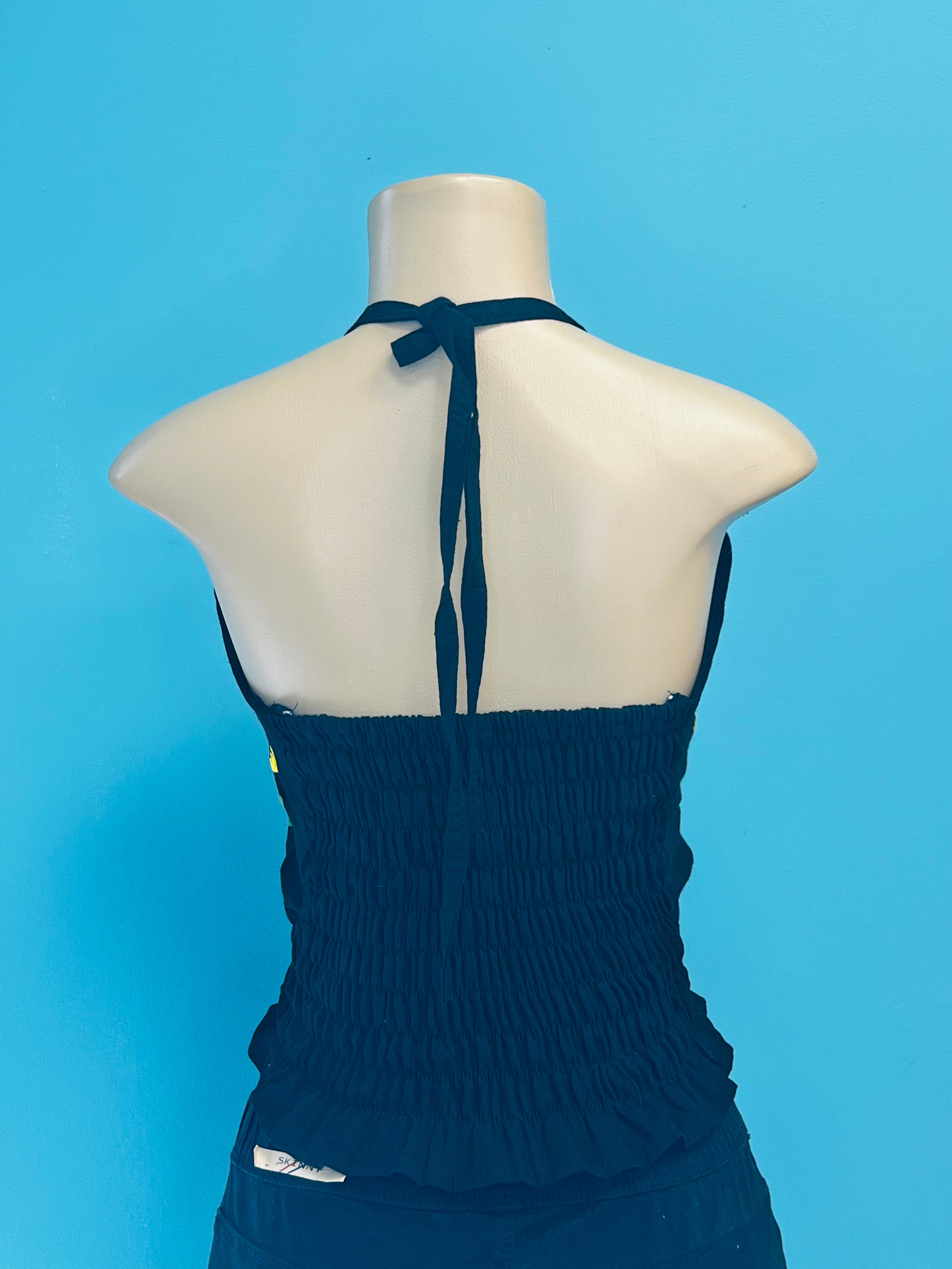 ONE SIZE BLOUSE HALTER FLORAL COTTON