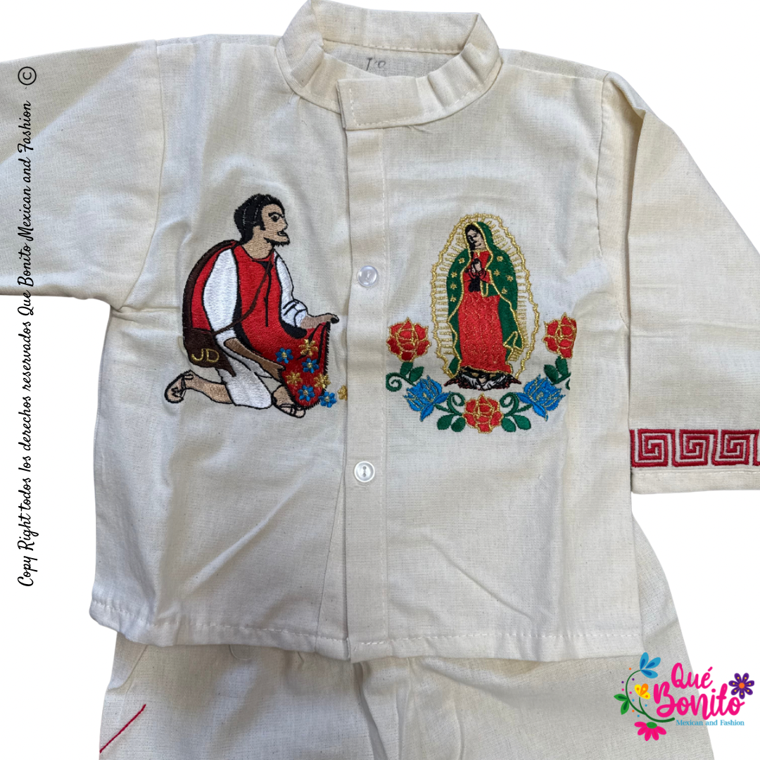 Set of Pants, Embroidered Guadalupano for Boys Cotton.