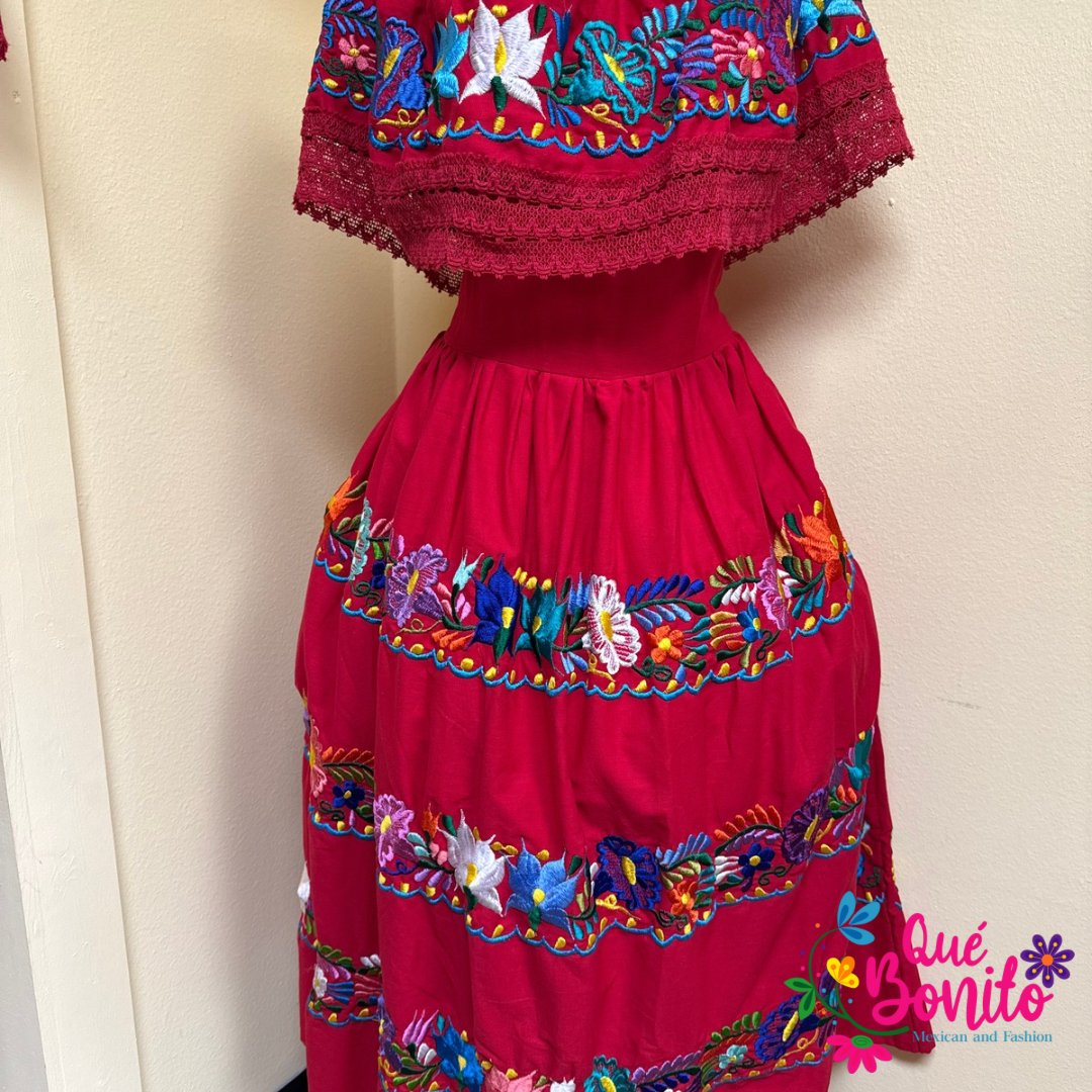 Fiesta Party Dress Floral Front and Back Que Bonito Mexican and Fashion