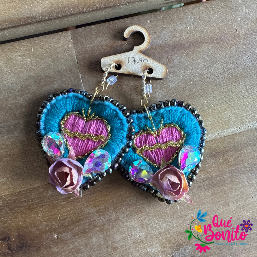 Beautiful Hand Made Earring Hand Embroidered with Stones