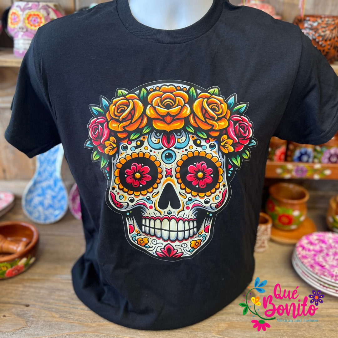 T-Shirts Skull Print Crew Neck