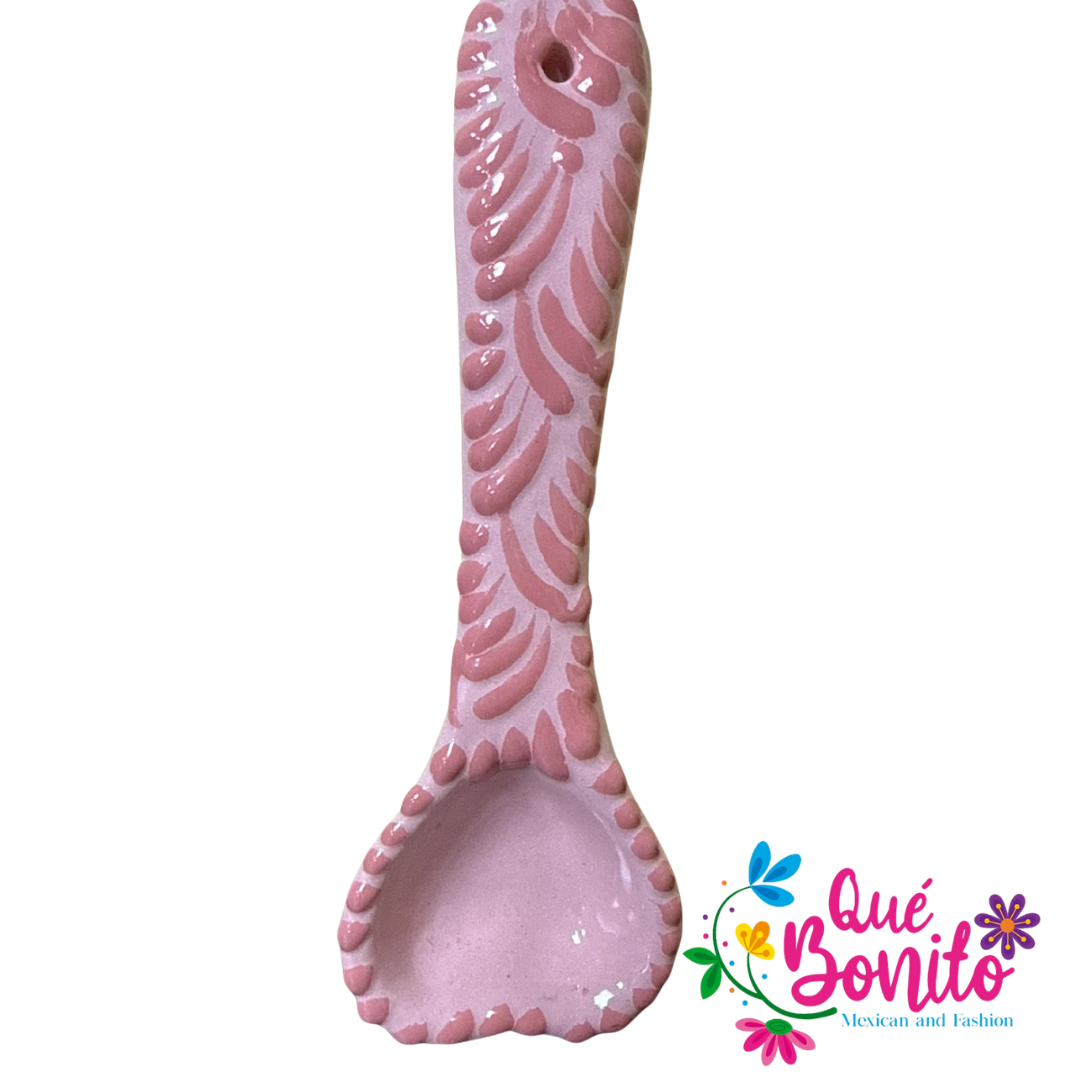 Measuring Heart Spoon Pink Talavera Hand Crafted