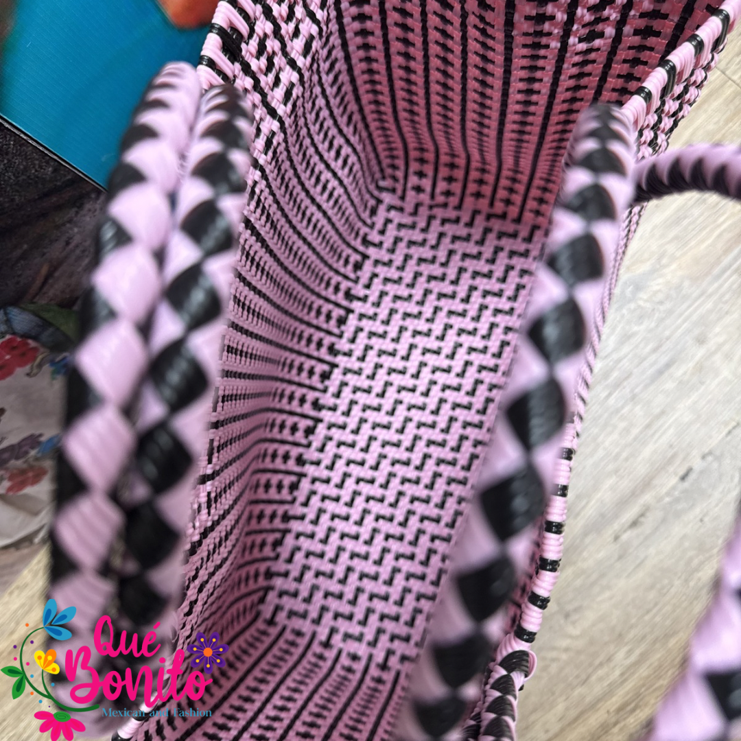 Square Plastic Woven Hand Bag with Double Handle