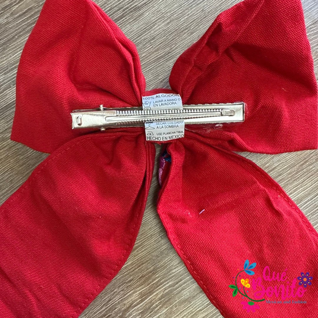 Embroidered Medium Bow with Clip