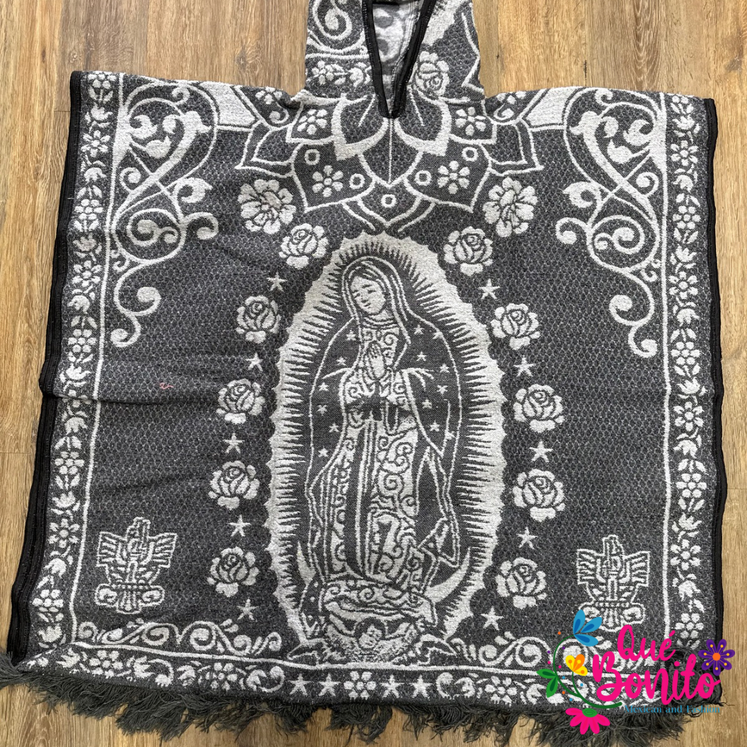 Poncho virgen de Guadalupe with Hoodie Warm and Cozy