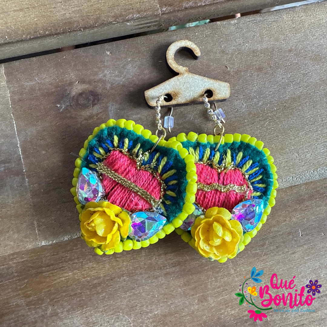 Beautiful Hand Made Earring Hand Embroidered with Stones