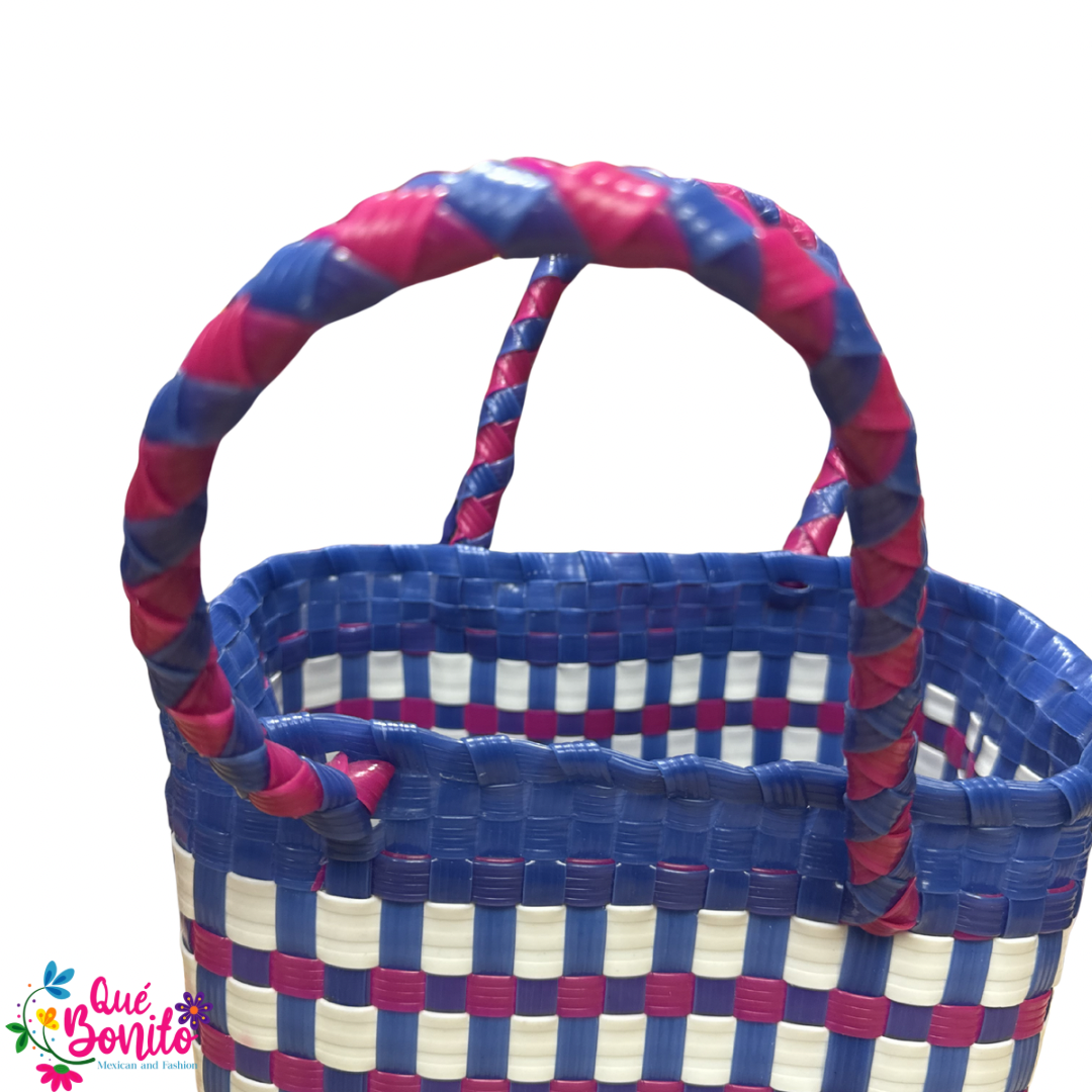 Small Hand Bag, Hand Crafted made from Plastic. 8” x 6”x 5”