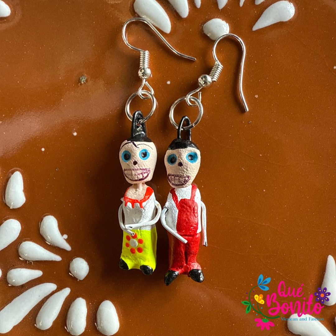 Calaverita Earrings Made from Clay and Hand Painted.
