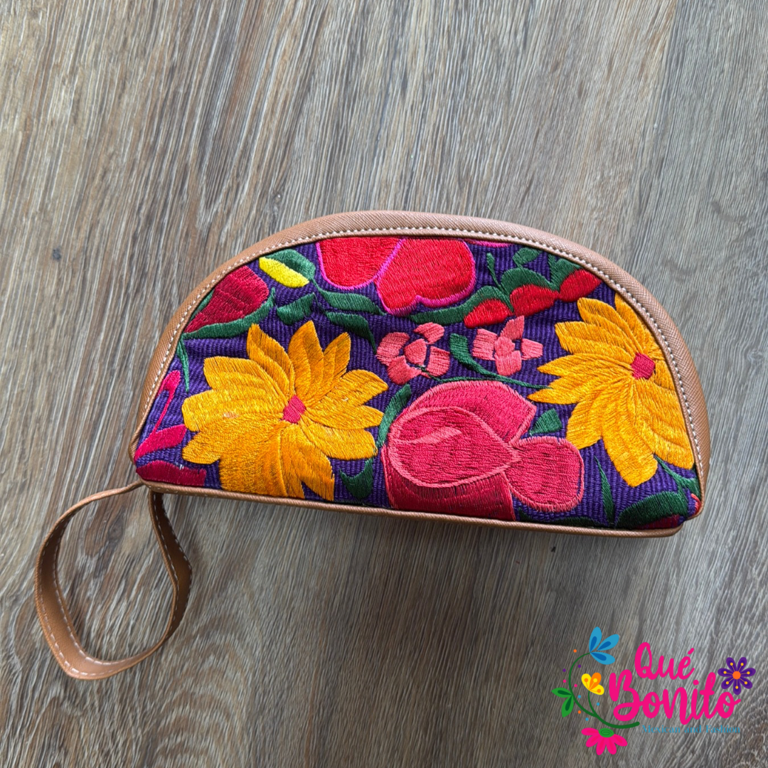 Make Up Bag Embroidered with Zipper
