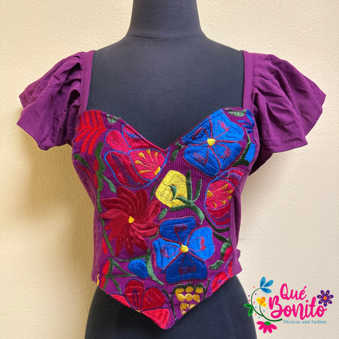 Corset Embroidered Top with Sleeve Small to Medium