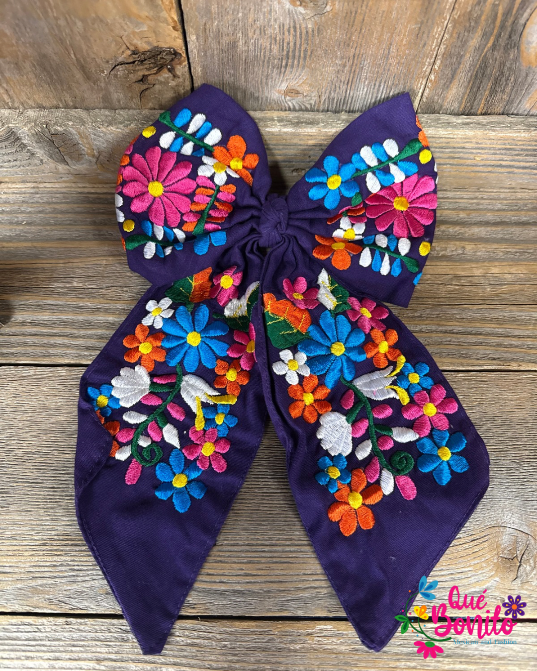 Large Embroidered Bow with Clip