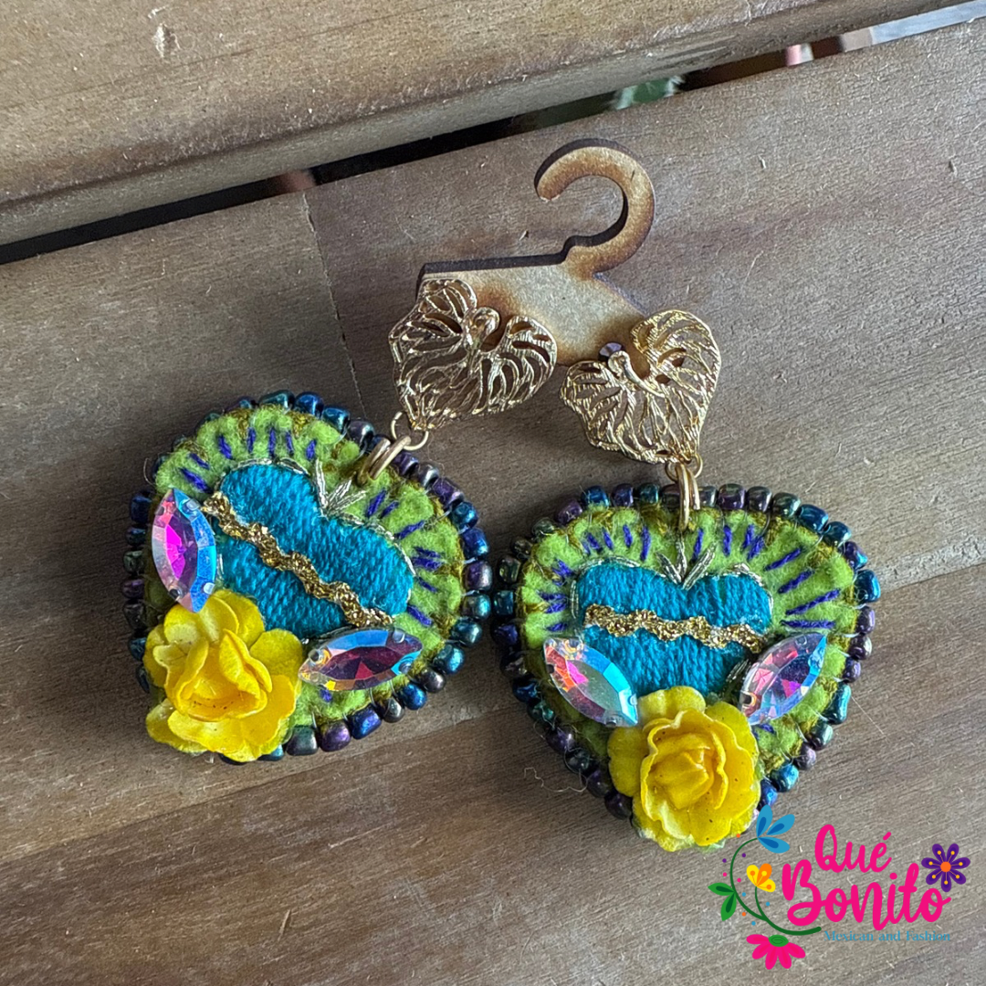 Beautiful Hand Made Earring Hand Embroidered with Stones