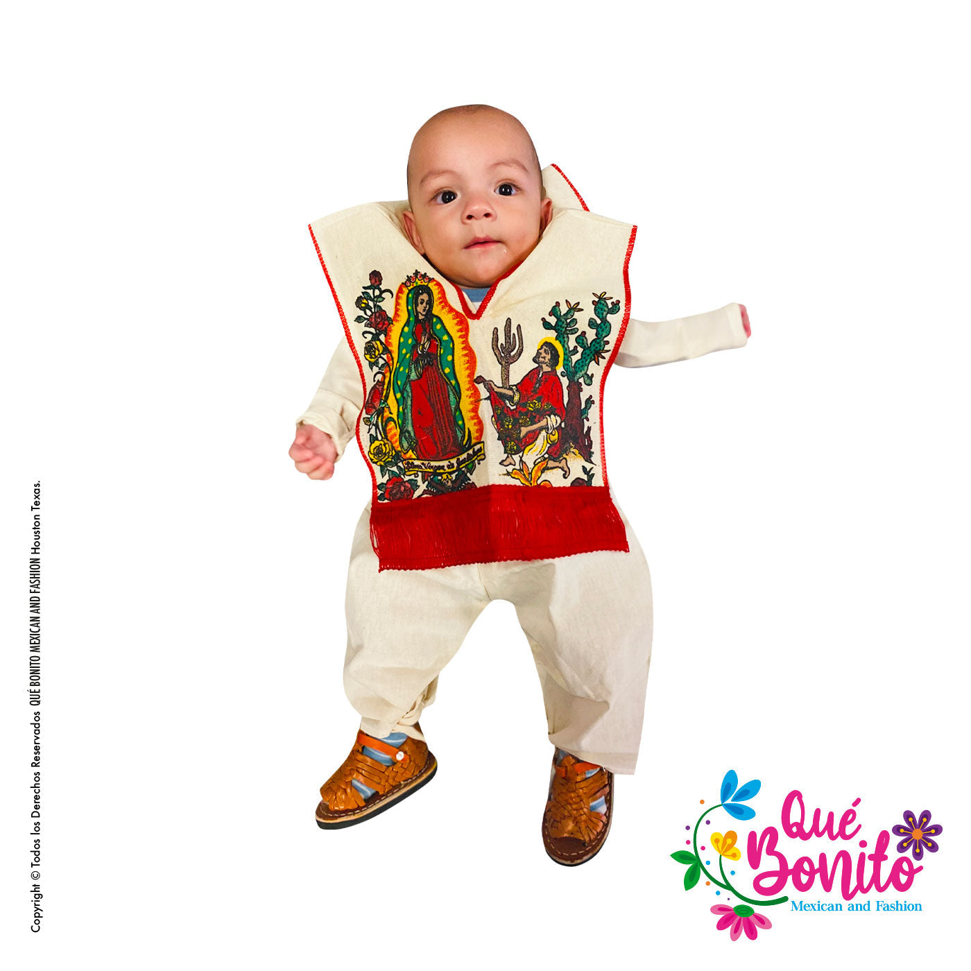 Set of Pants, Shirt and Poncho Guadalupano for Boys Cotton