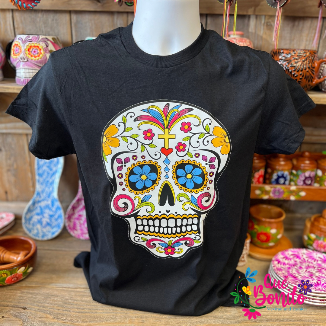 T-Shirts Skull Print Crew Neck