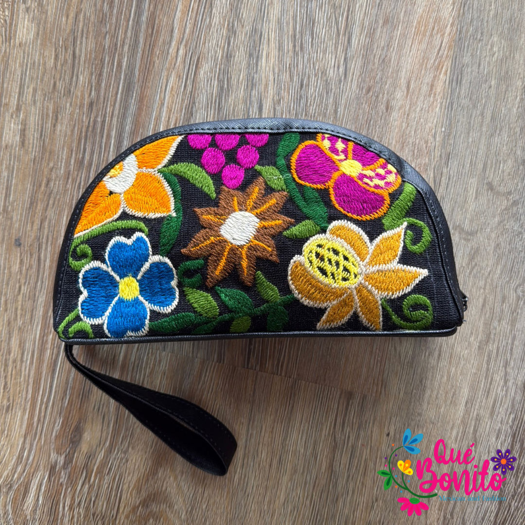 Make Up Bag Embroidered with Zipper