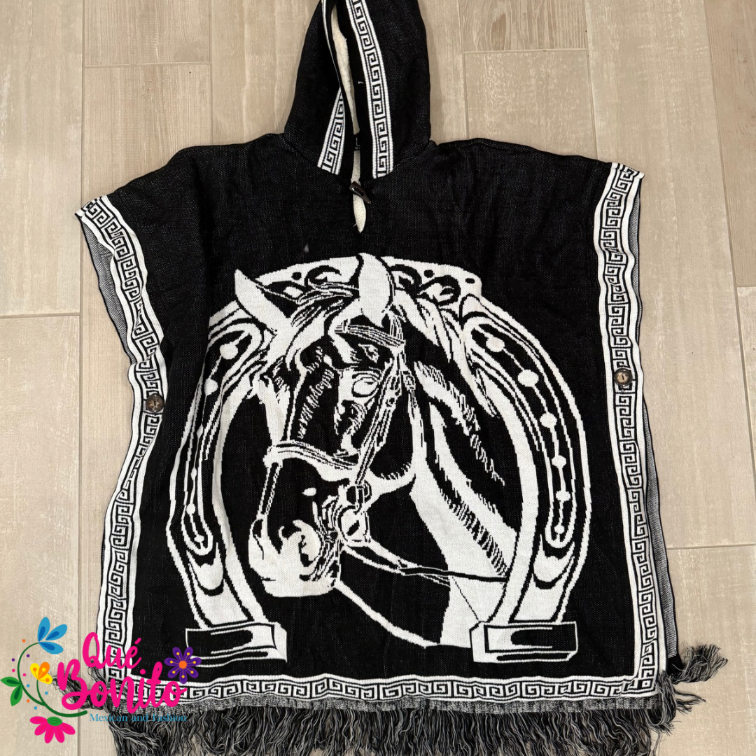 Horseshoe Fleeced Poncho Unisex Onesize