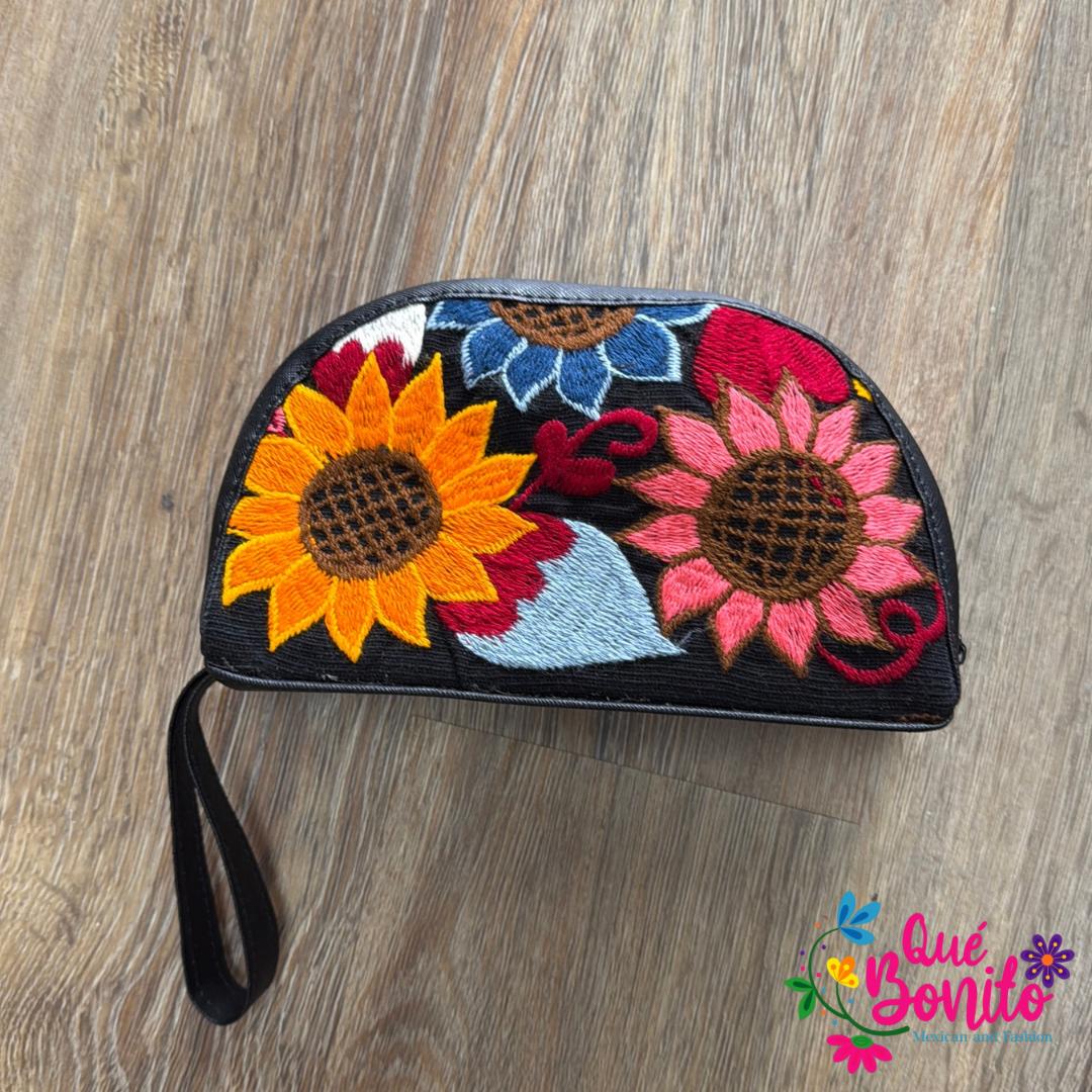 Make Up Bag Embroidered with Zipper