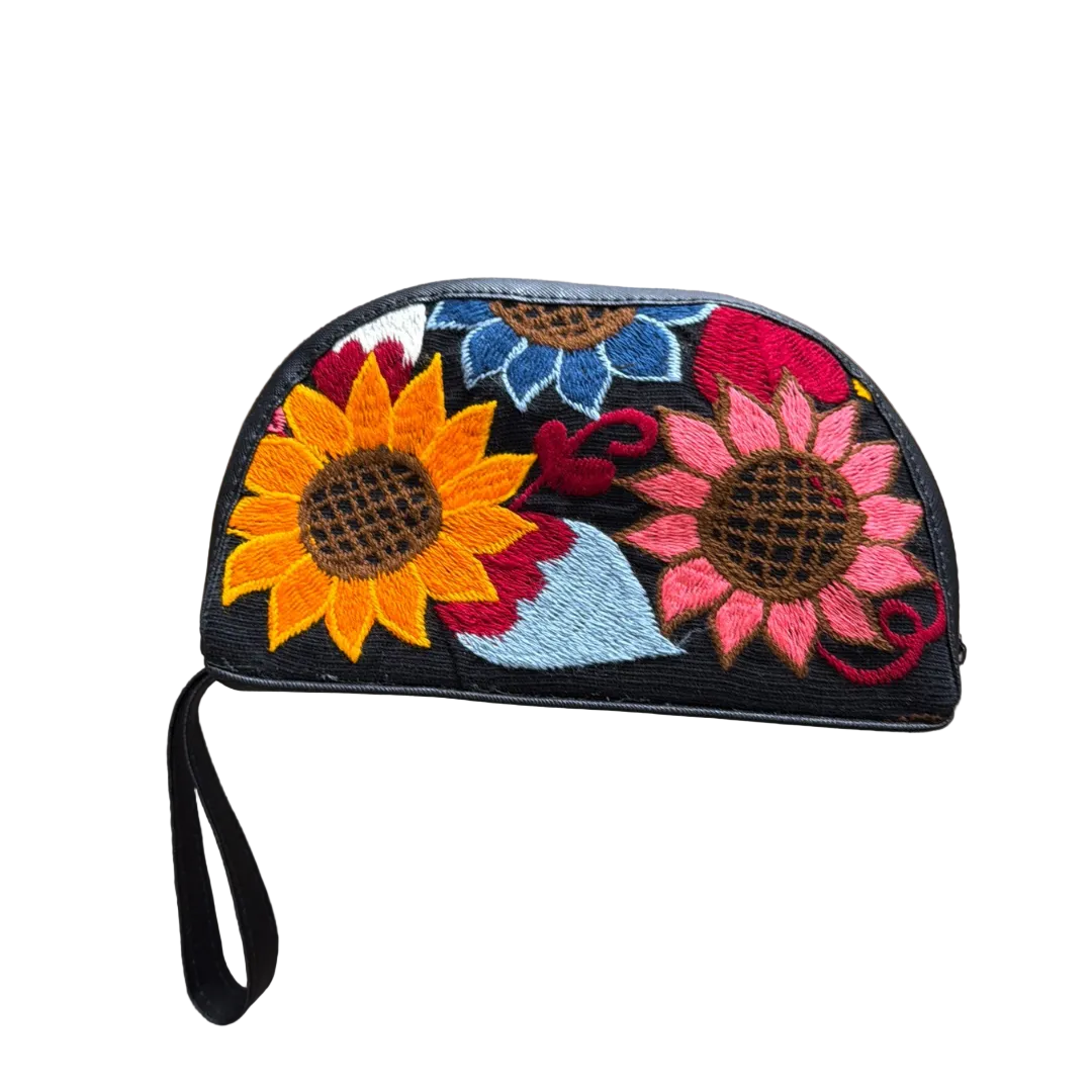Make Up Bag Embroidered with Zipper