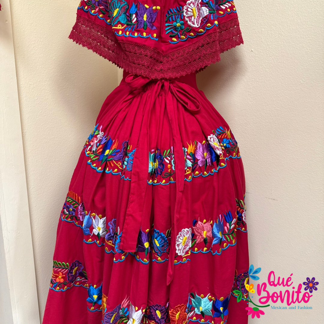 Fiesta Party Dress Floral Front and Back Que Bonito Mexican and Fashion