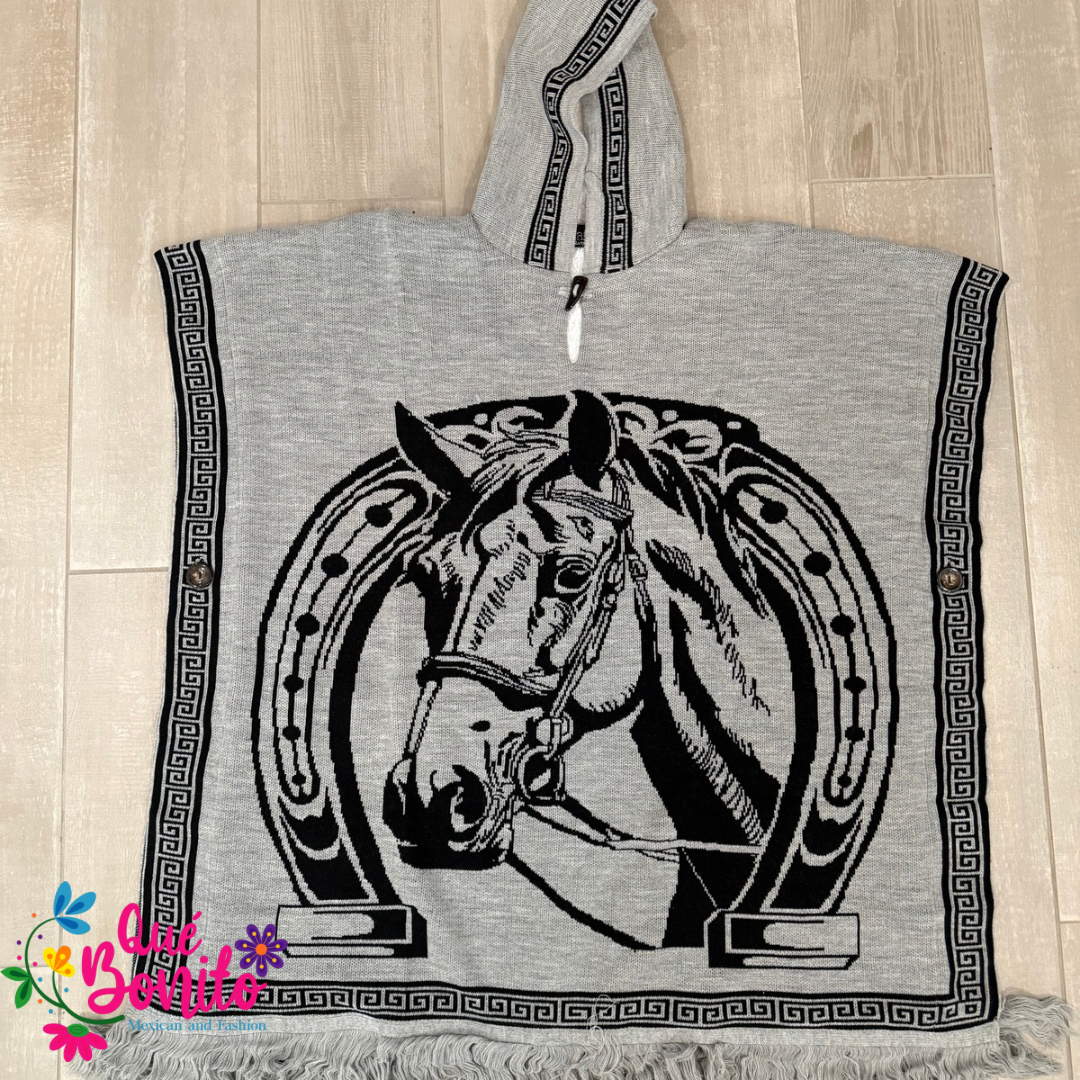 Horseshoe Fleeced Poncho Unisex Onesize