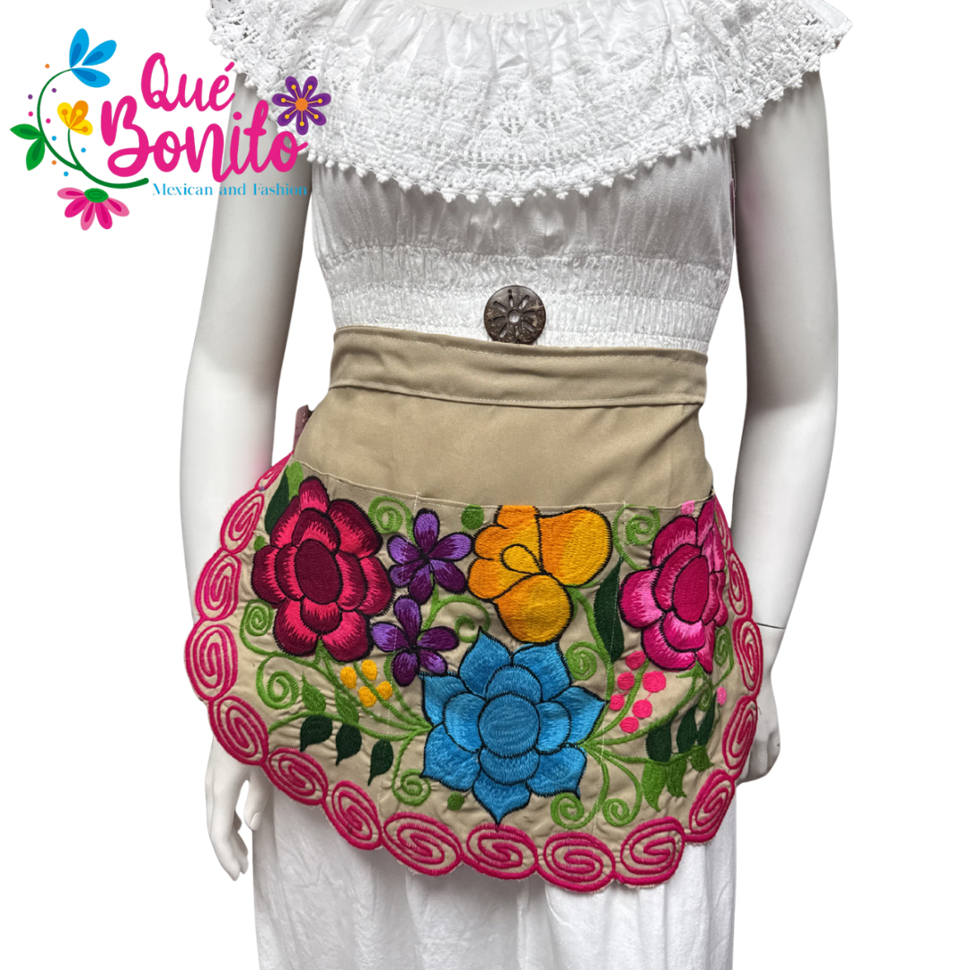 Floral Half Apron One Size with Adjustable Straps