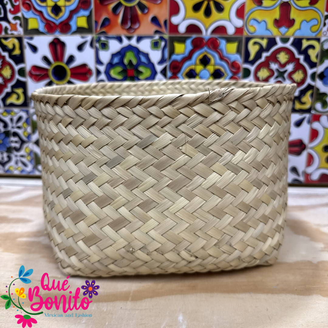 Traditional Woven Container Palm Tree Handcrafted