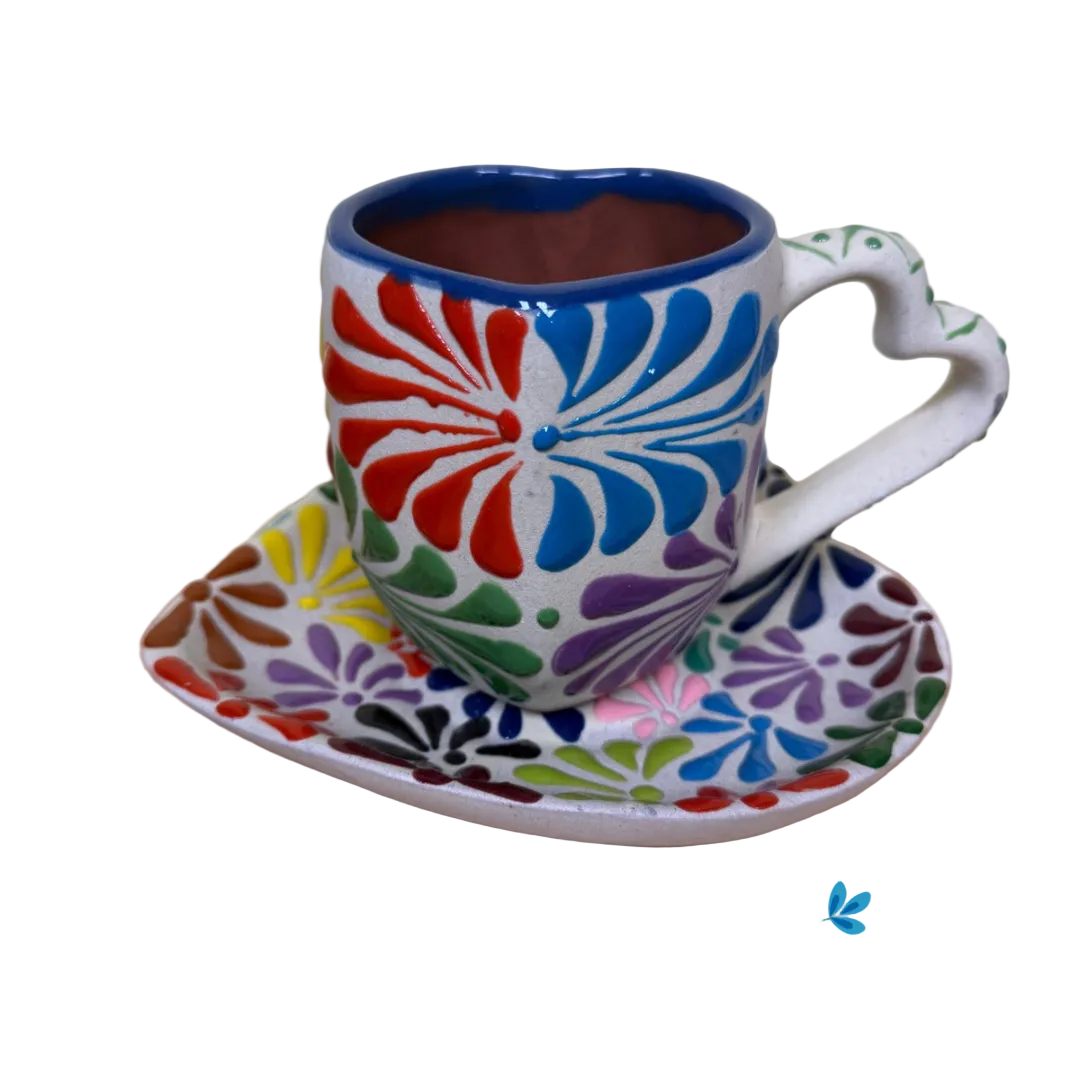 Heart Multicolor Clay Cup or Handcrafted