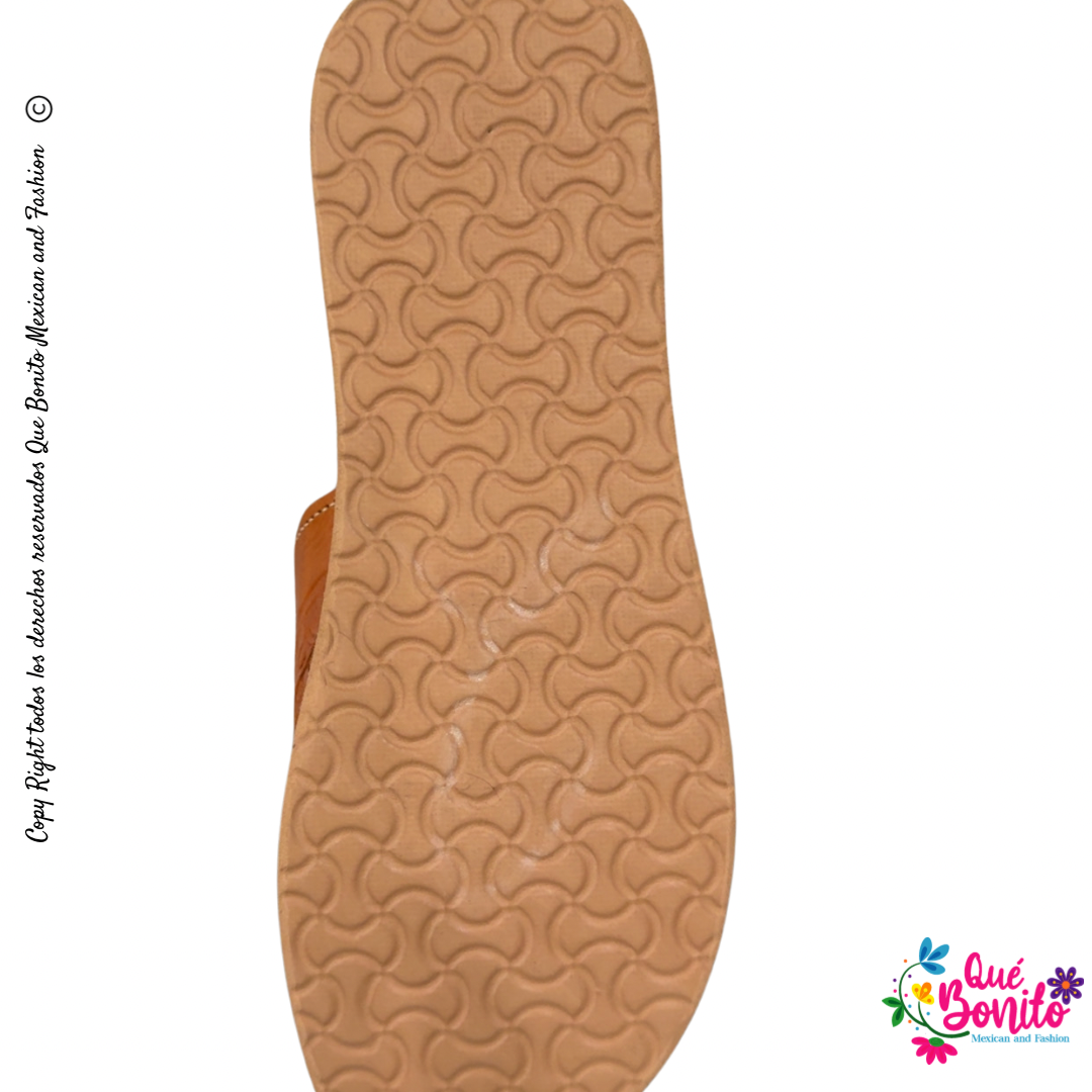 Leather Beige Engraved Sandal Huarache