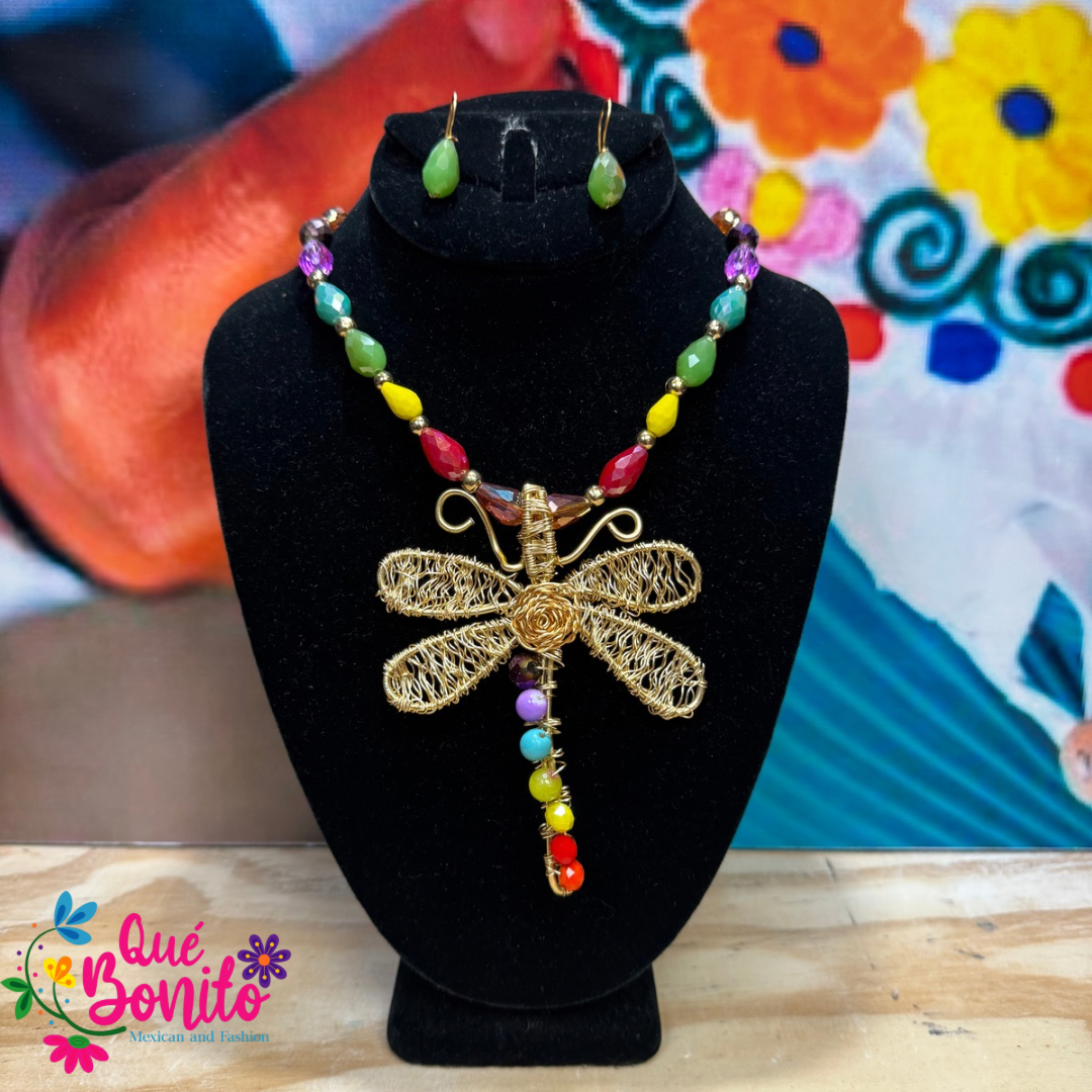 Necklace Set Different Colors and Styles Hand Crafted with Stones Wire Technique.