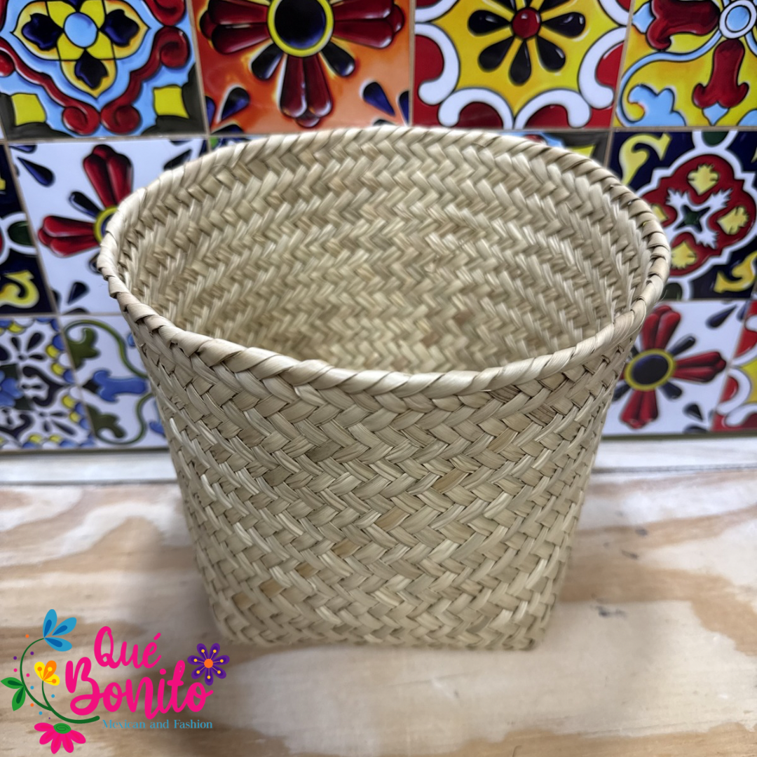 Traditional Woven Container Palm Tree Handcrafted
