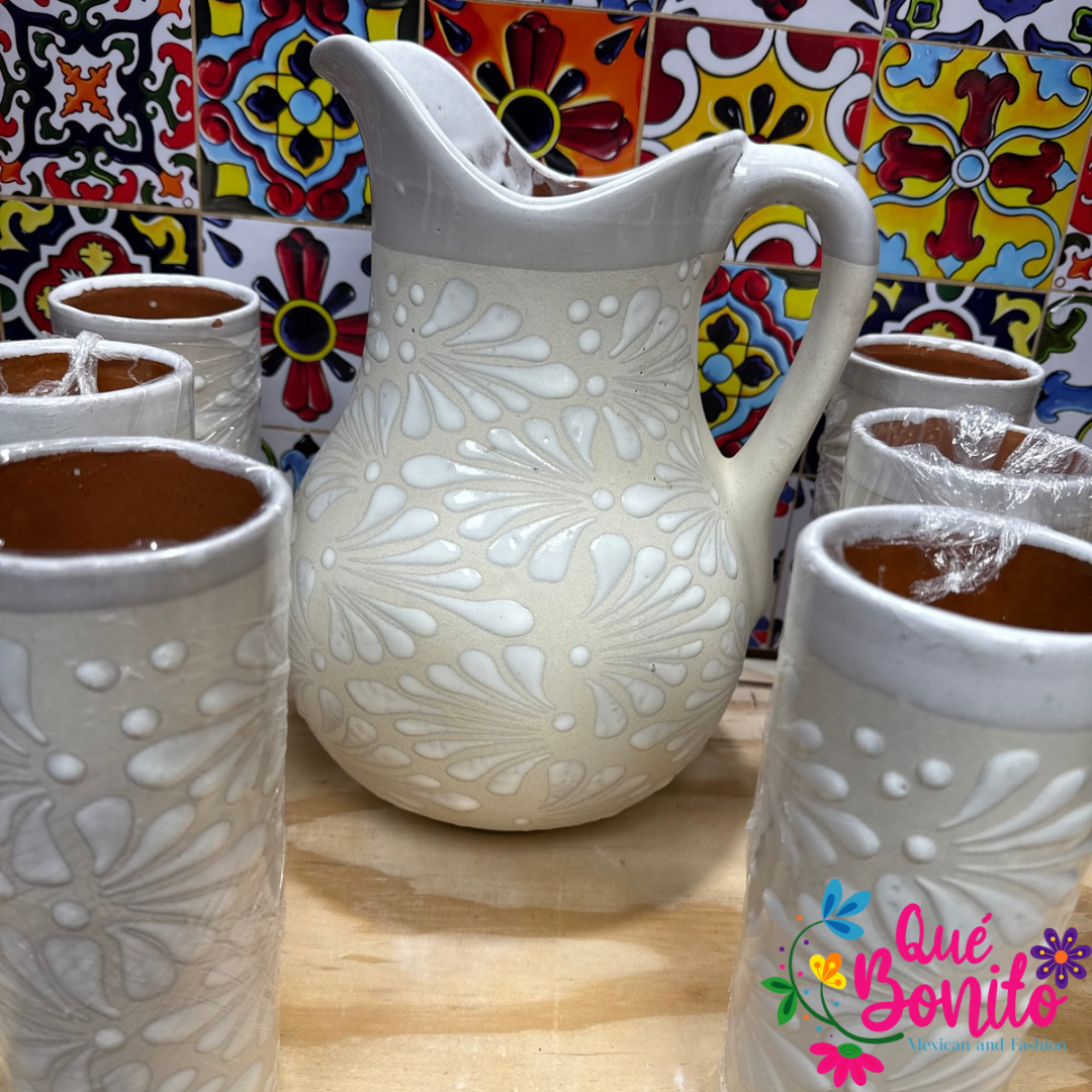 Pitcher with Six Cups Led Free Handcrafted Very Unique