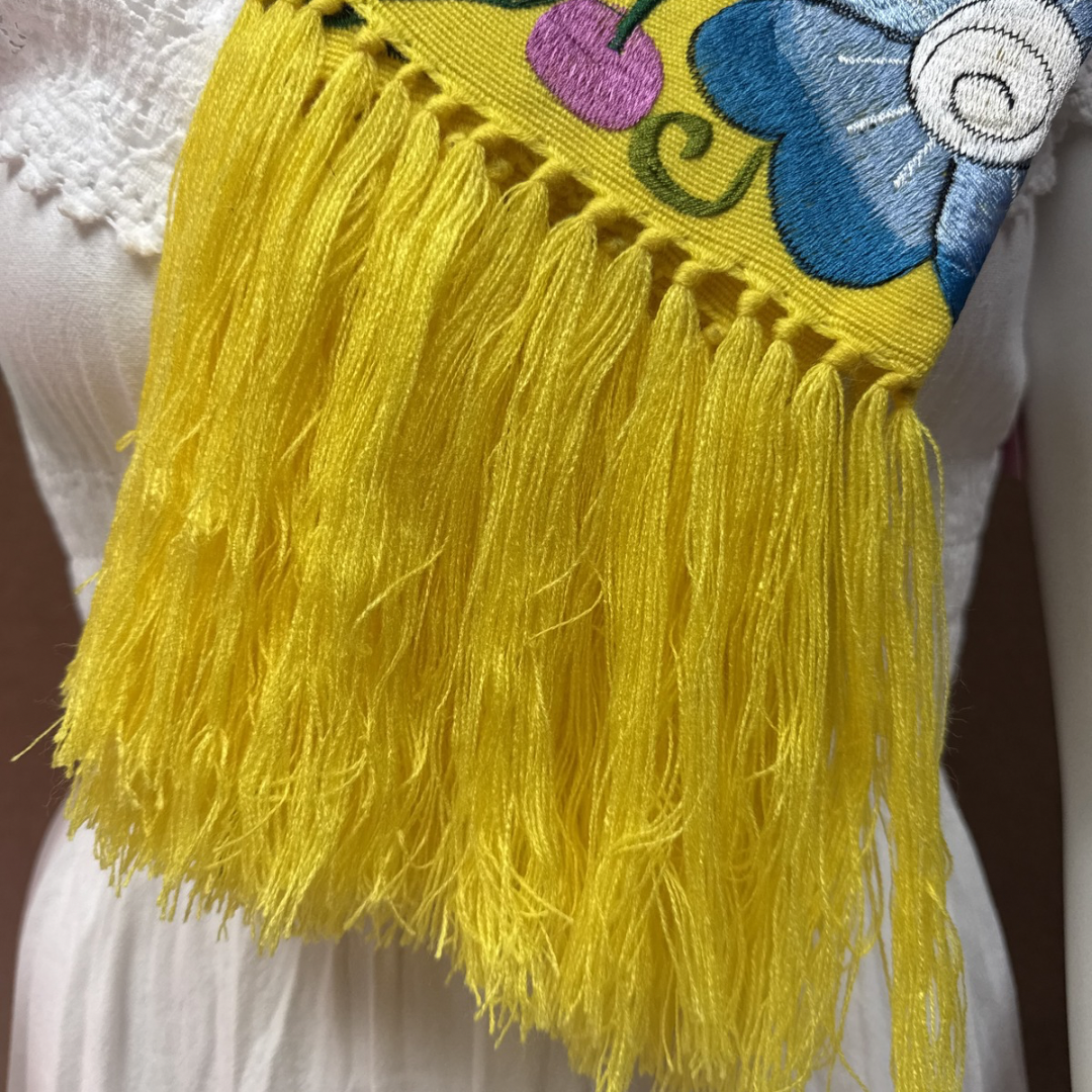 Traditional Warm and Cozy Shawl Embroidered with Fringes on Both Sides.