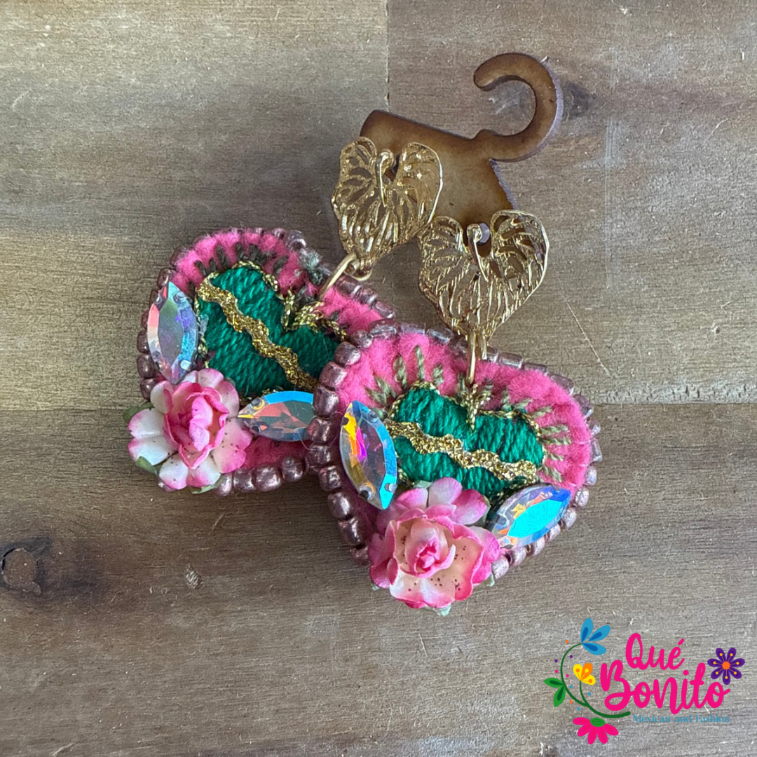 Beautiful Hand Made Earring Hand Embroidered with Stones