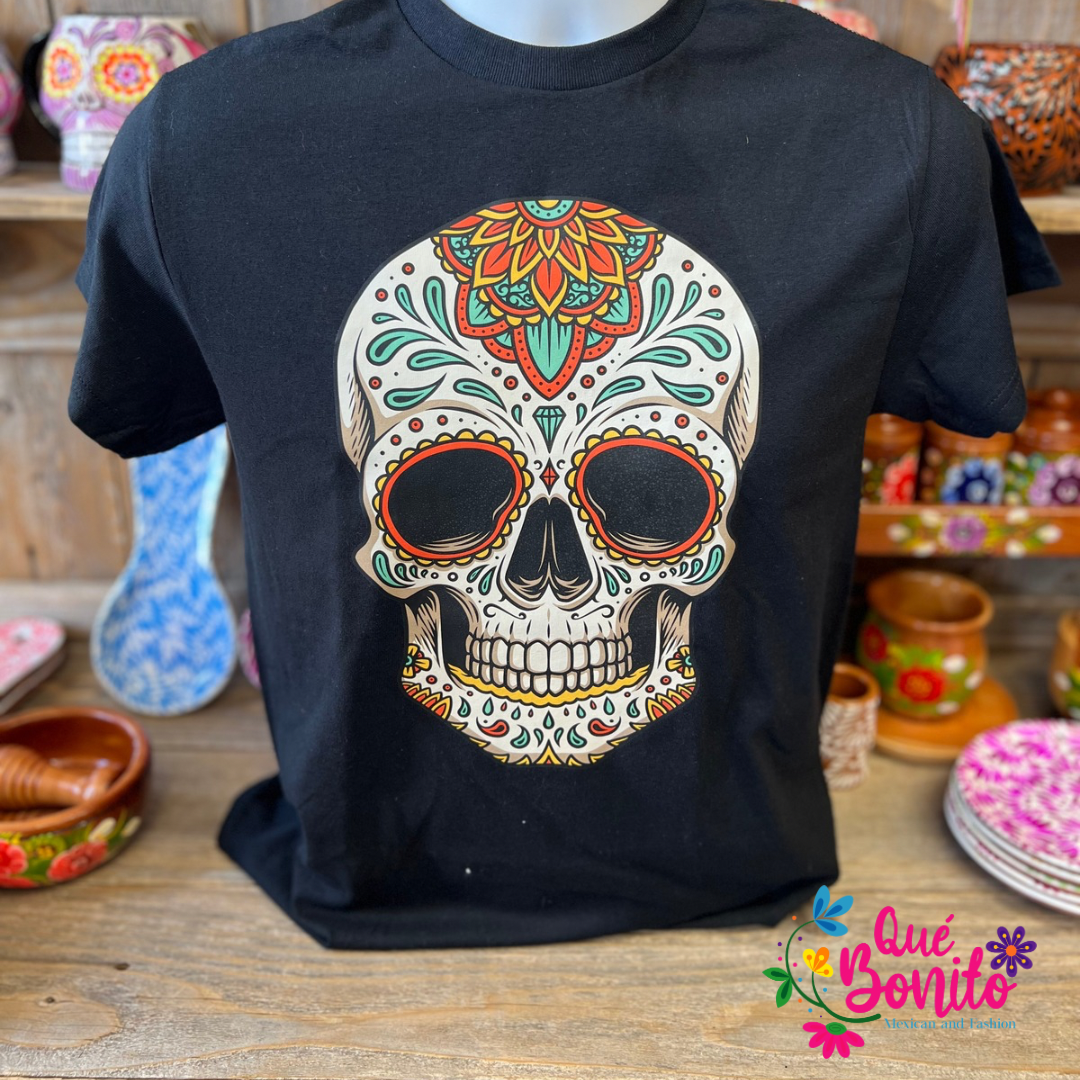 T-Shirts Skull Print Crew Neck
