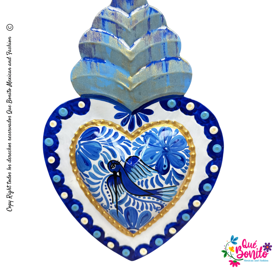Heart Milagro Hand Painted and Crafted Metal.