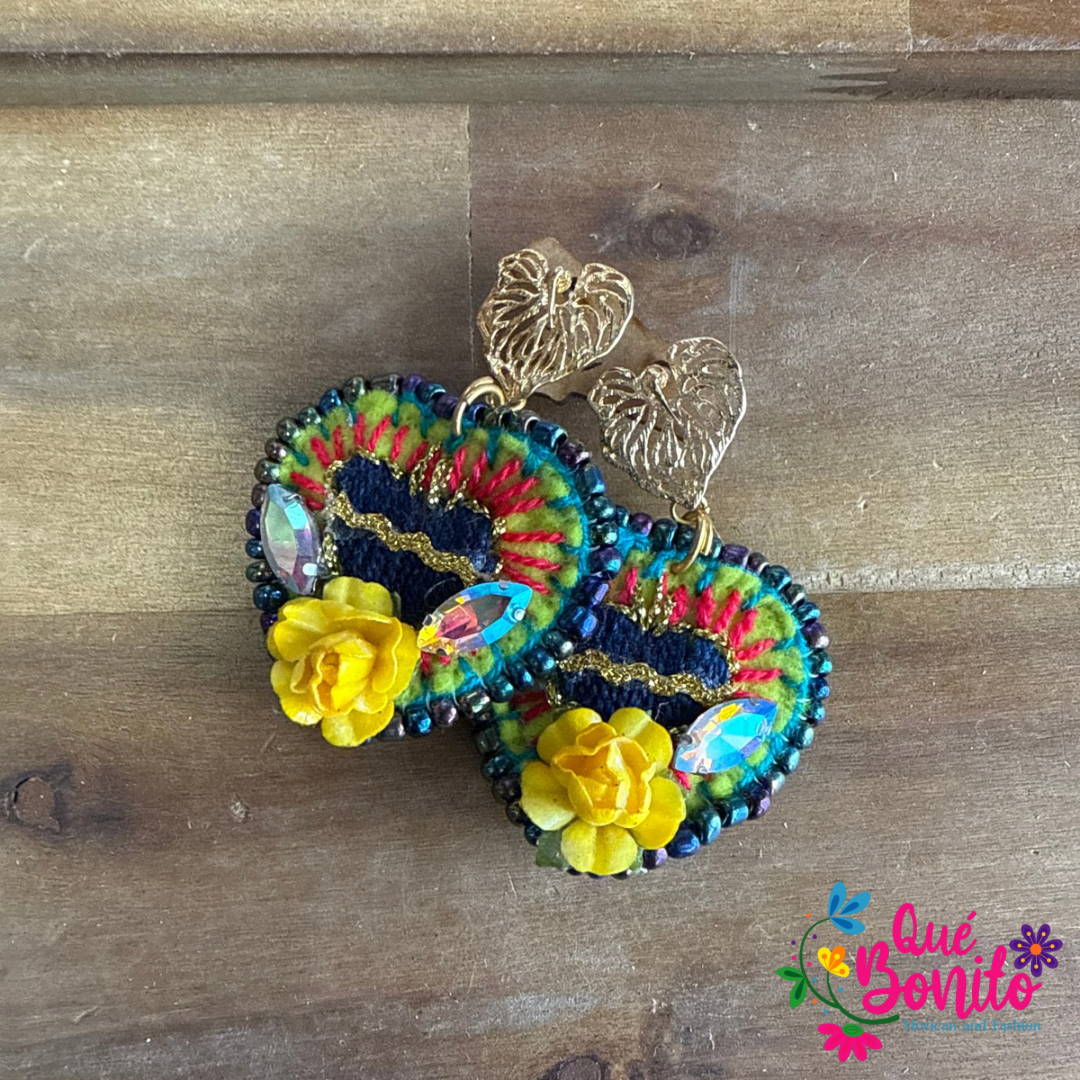 Beautiful Hand Made Earring Hand Embroidered with Stones