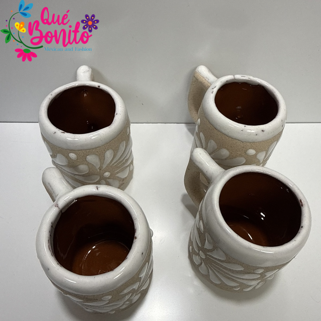 Set of 4 Handcrafted Tequila Shot Colorful, Beige and Soft Pink