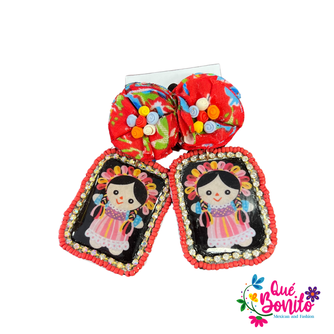 Maria Hand Crafted Earrings with Stones and Small Flowers