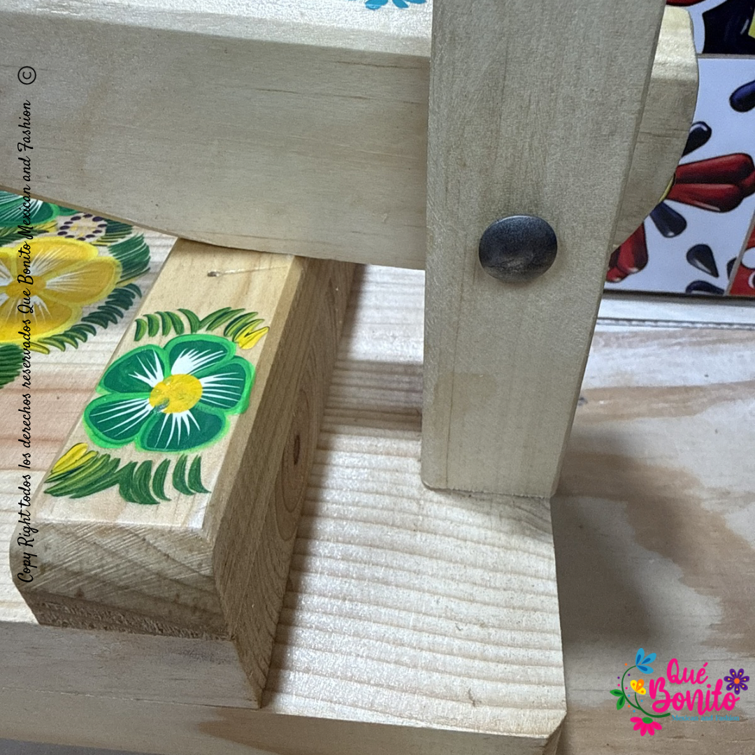 Tortillera Press Wood Hand Painted