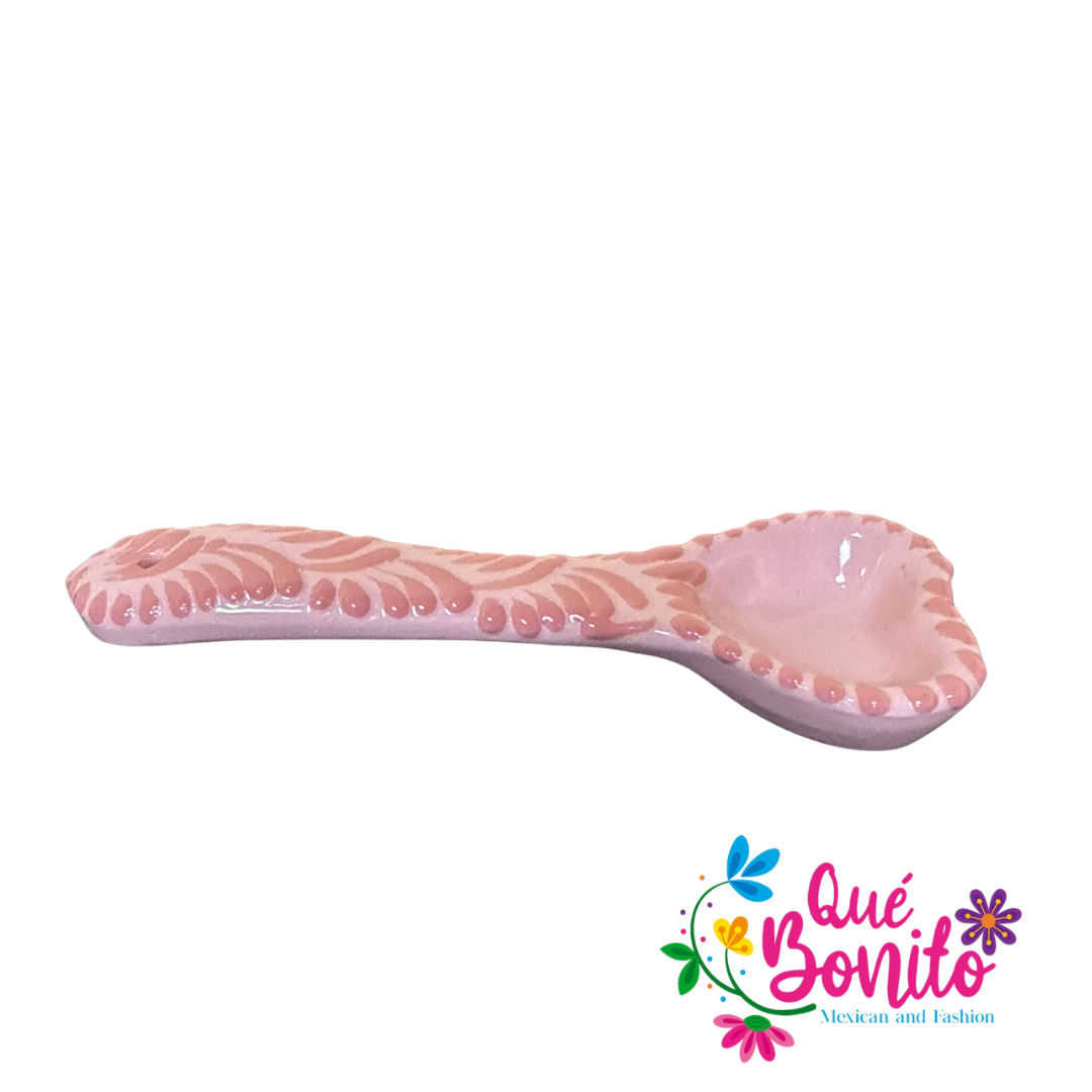 Measuring Heart Spoon Pink Talavera Hand Crafted